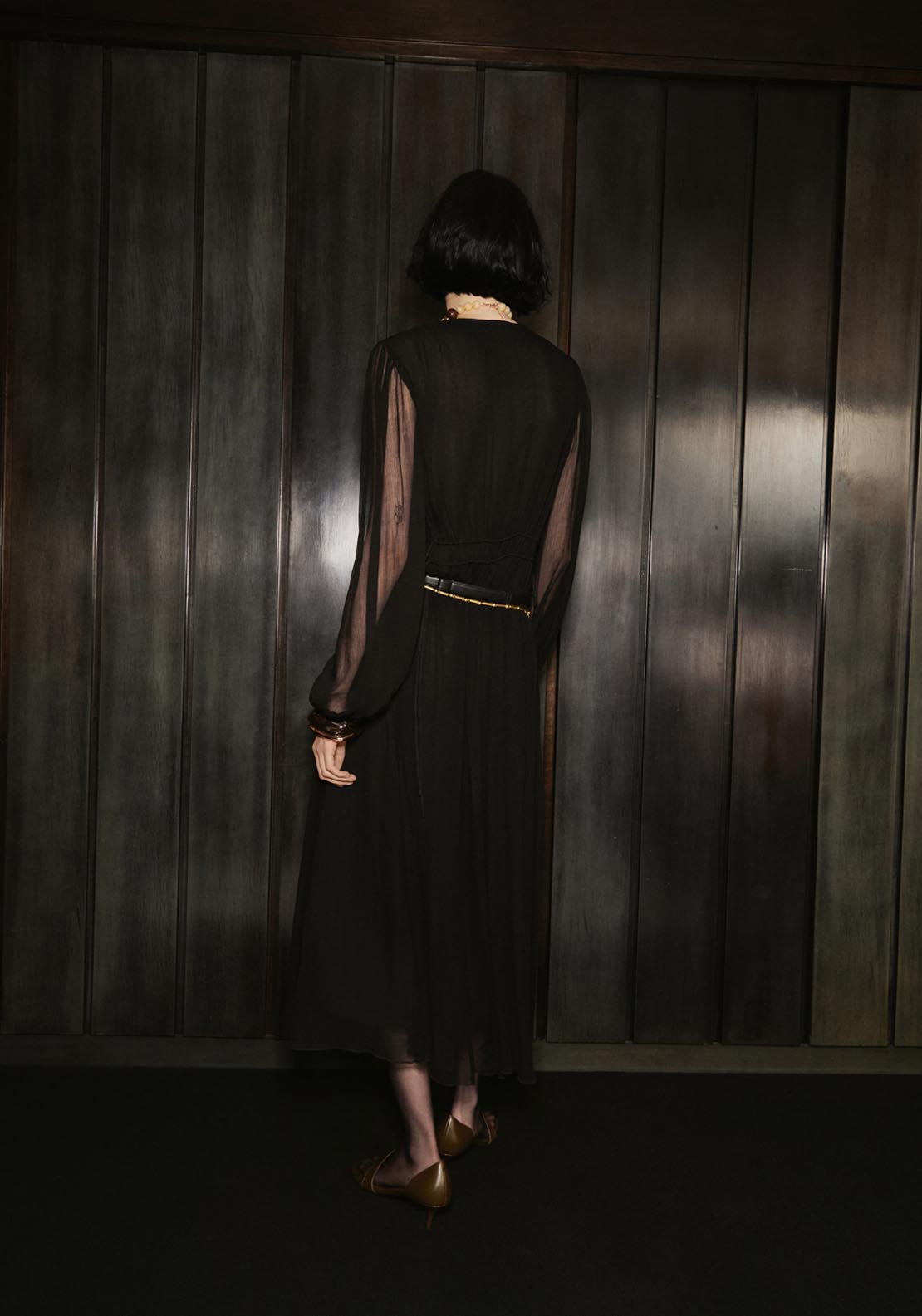 Mango Puff Sleeved Chiffon Dress - Black 2 Shaws Department Stores