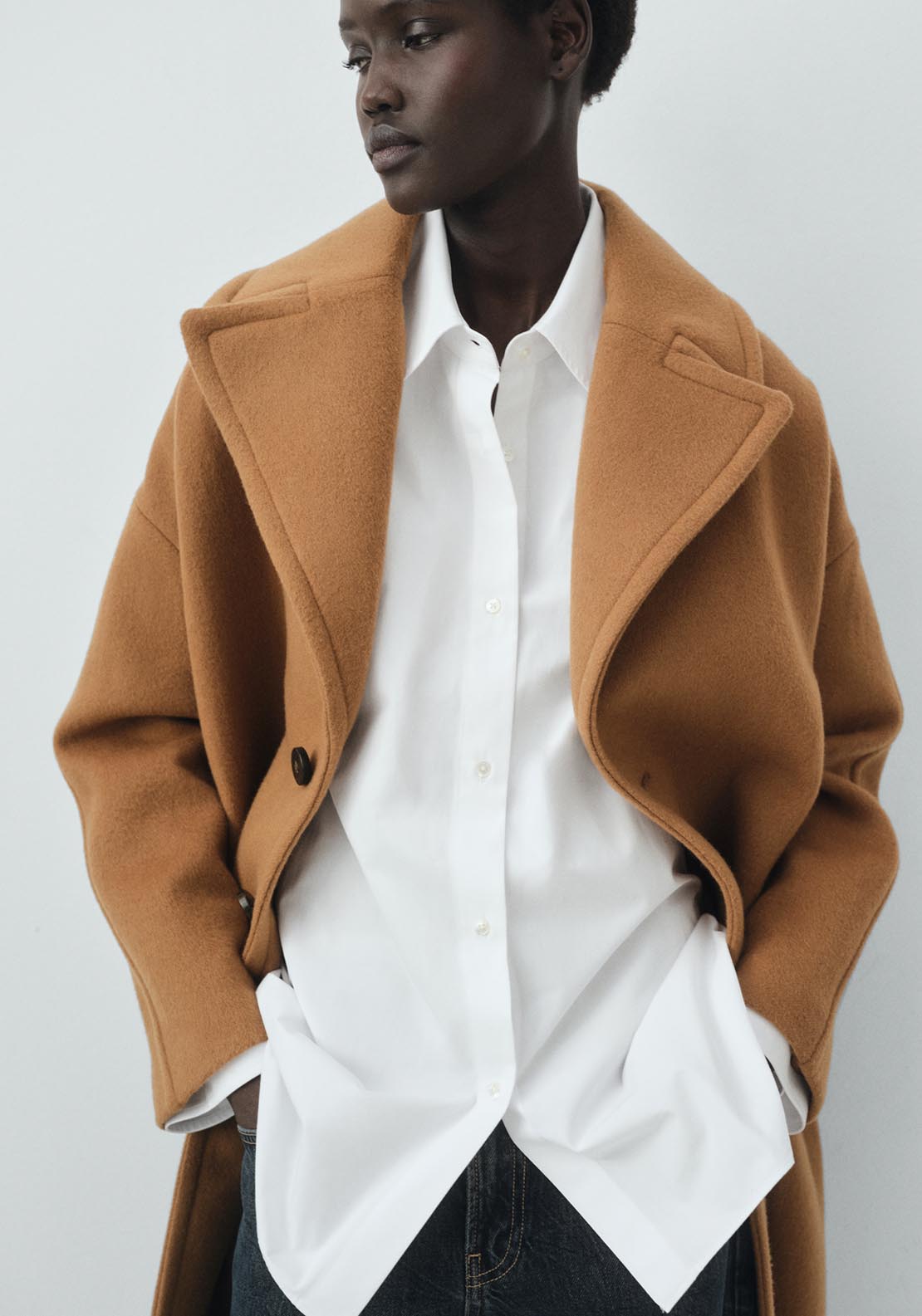 Mango Lapel Manteco Wool Coat - Brown 6 Shaws Department Stores