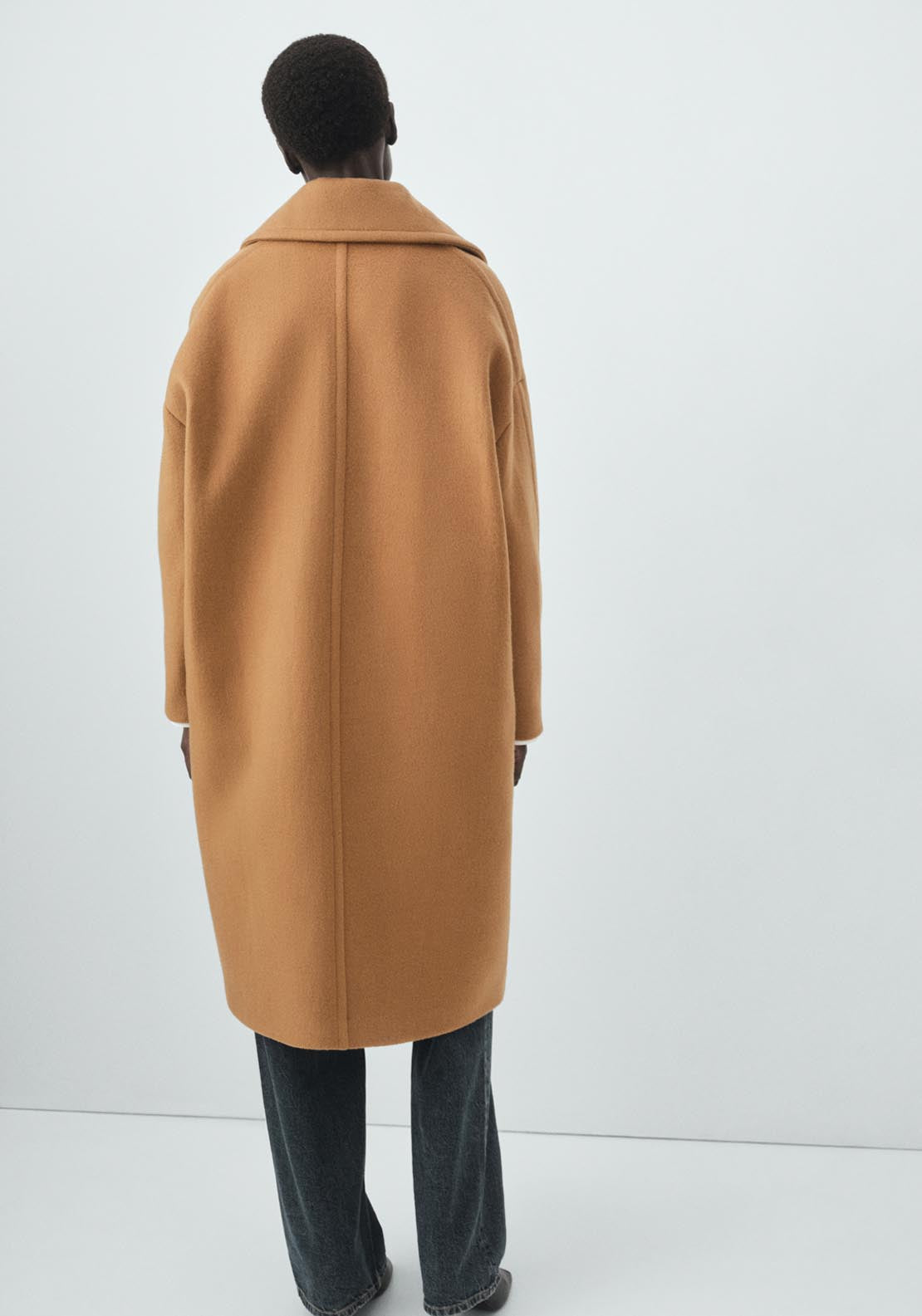 Mango Lapel Manteco Wool Coat - Brown 2 Shaws Department Stores