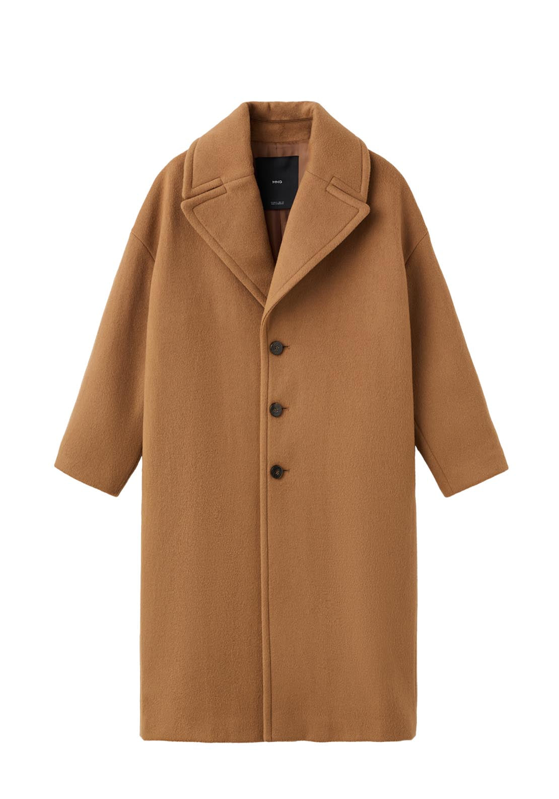 Mango Lapel Manteco Wool Coat - Brown 9 Shaws Department Stores