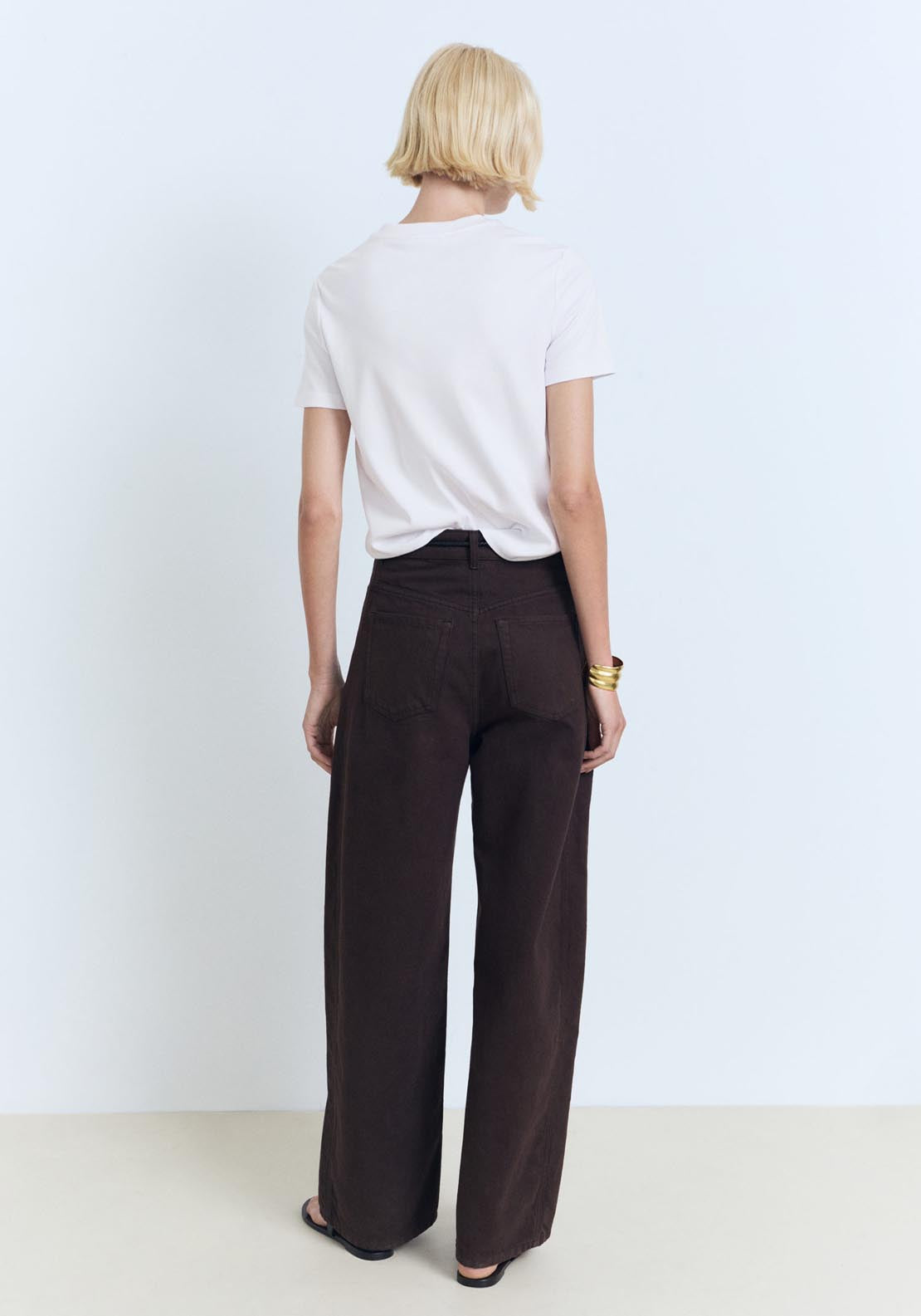 Mango Short Sleeve V Neck T-Shirt - White 2 Shaws Department Stores