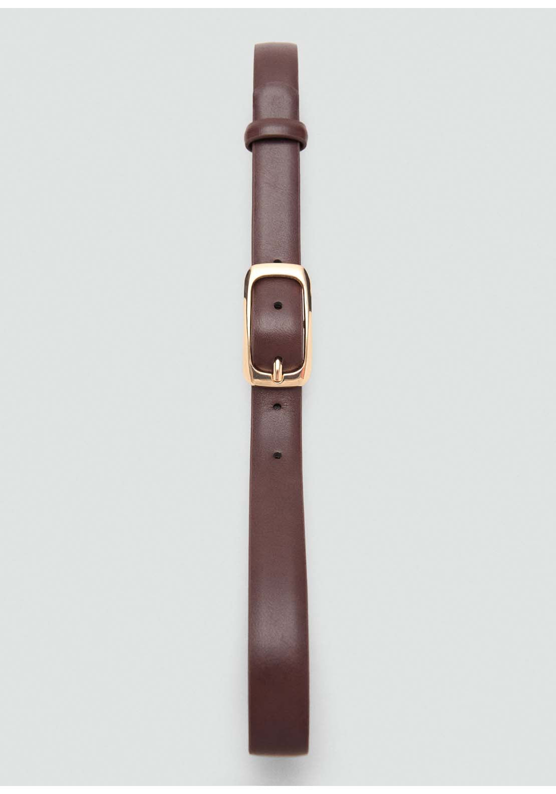 Rectangular Buckle Belt - Brown
