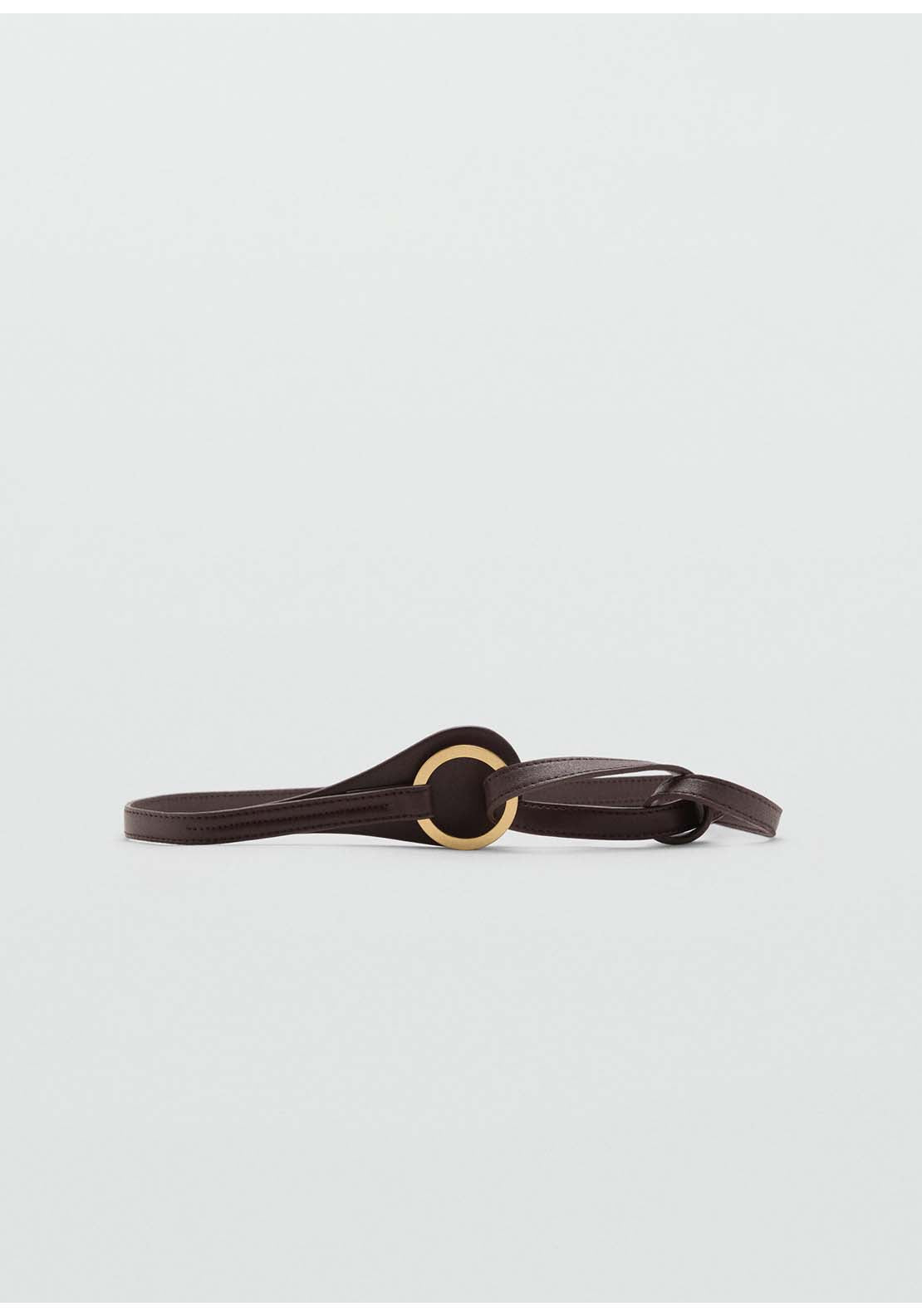 Thin Belt With Maxi Buckle - Brown