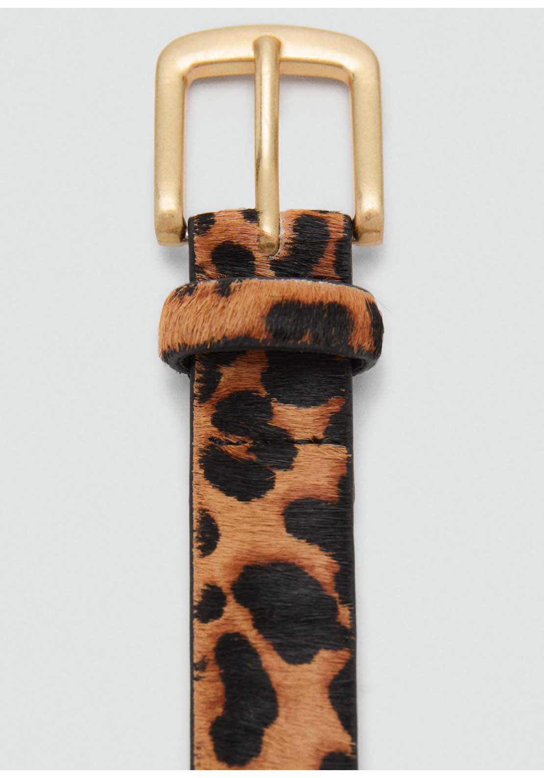 Animal Print Leather Belt - Brown