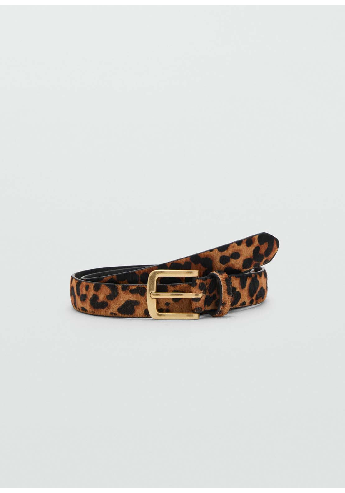 Animal Print Leather Belt - Brown
