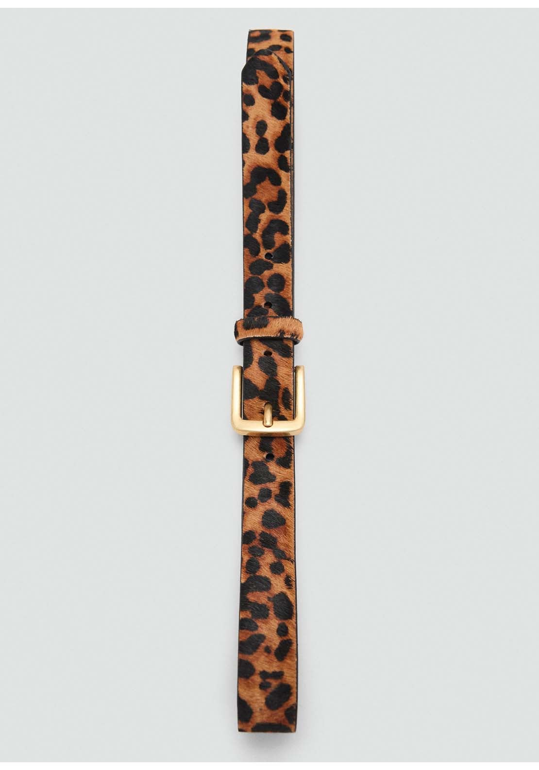 Animal Print Leather Belt - Brown