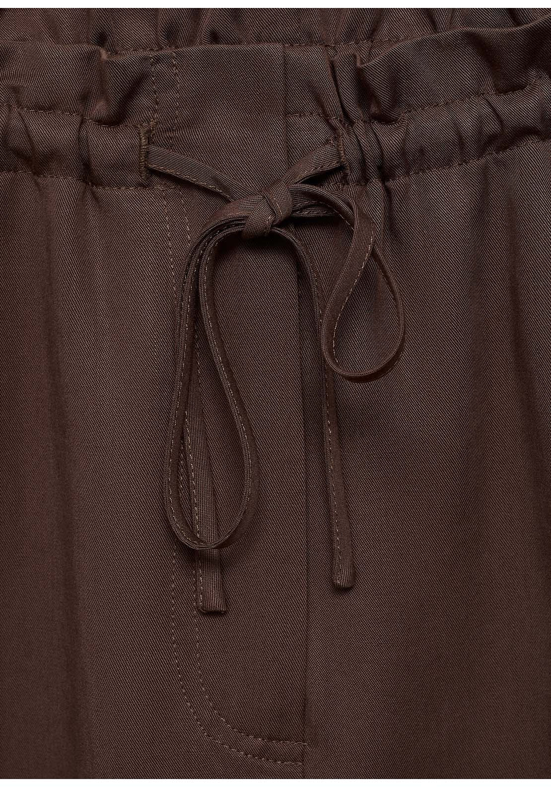 Lyocell Wideleg Trousers With Drawstring - Brown
