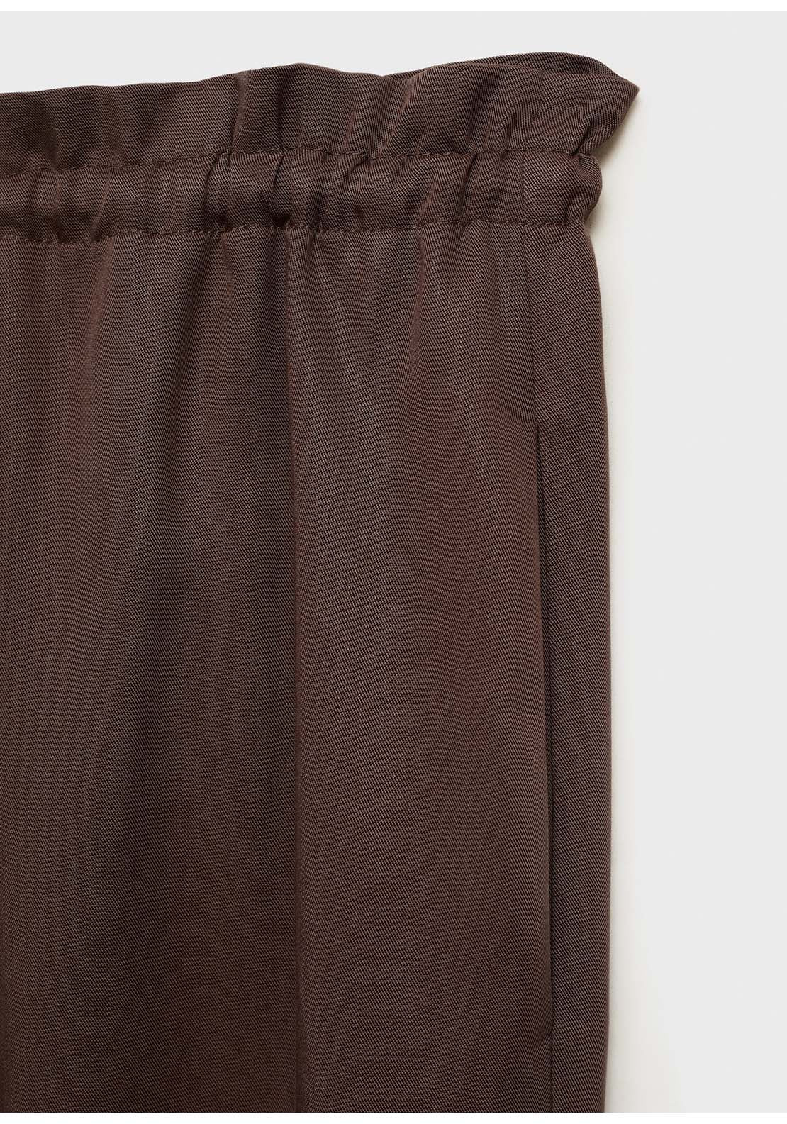 Lyocell Wideleg Trousers With Drawstring - Brown