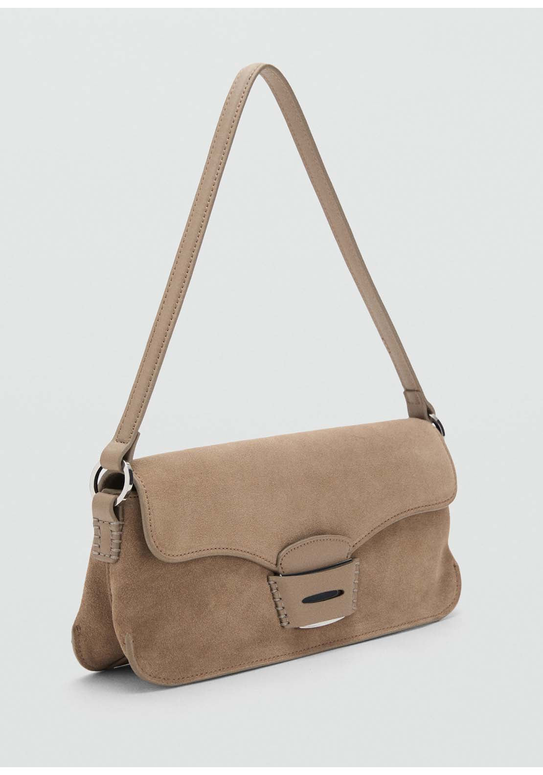 Suede Shoulder Bag - Brown