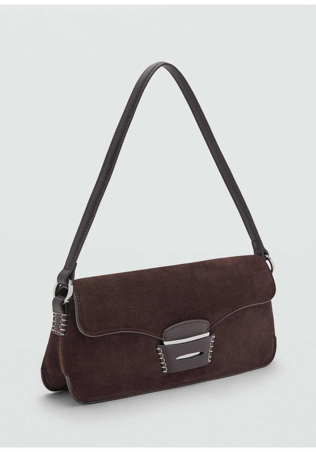 Suede Shoulder Bag - Brown