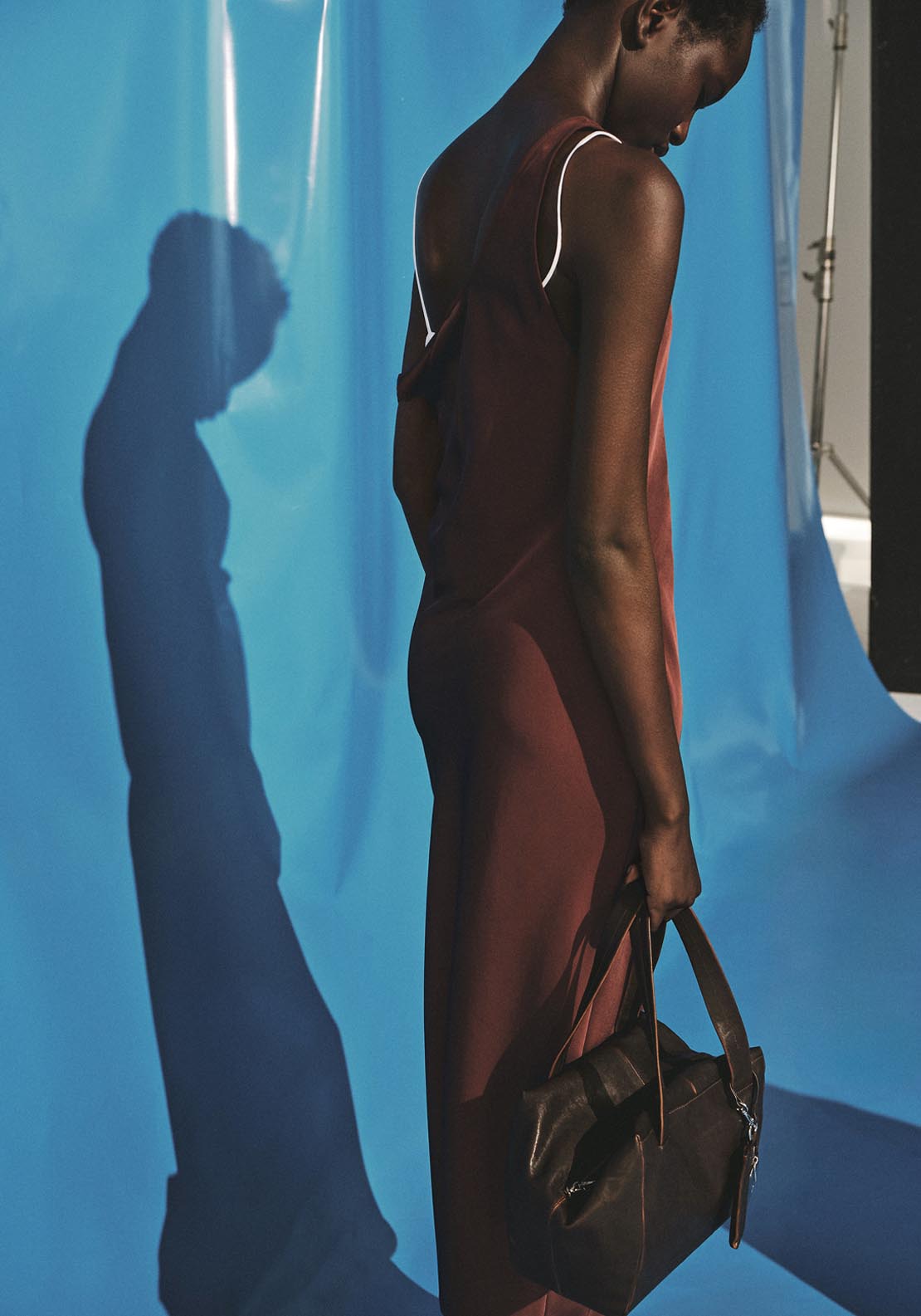 Mango Satin Dress With Low Cut Neckline - Brown 3 Shaws Department Stores