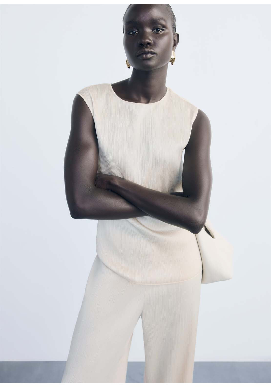 Mango Top Plis - Beige 1 Shaws Department Stores