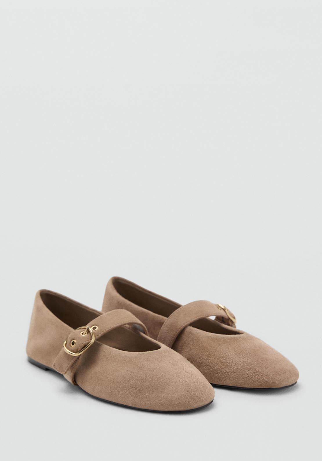 Mango Suede Leather Ballet Flats - Brown 3 Shaws Department Stores