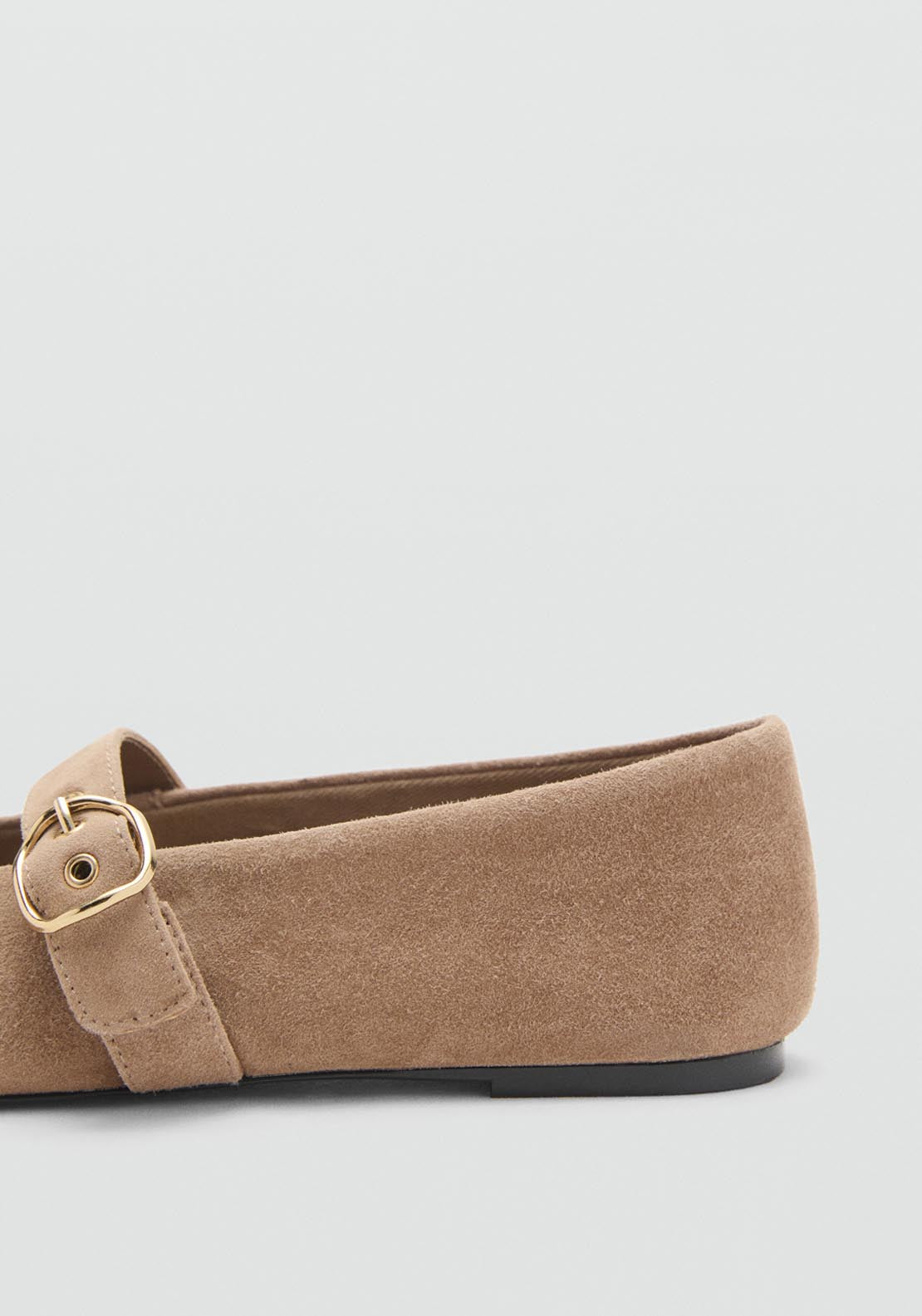Mango Suede Leather Ballet Flats - Brown 4 Shaws Department Stores