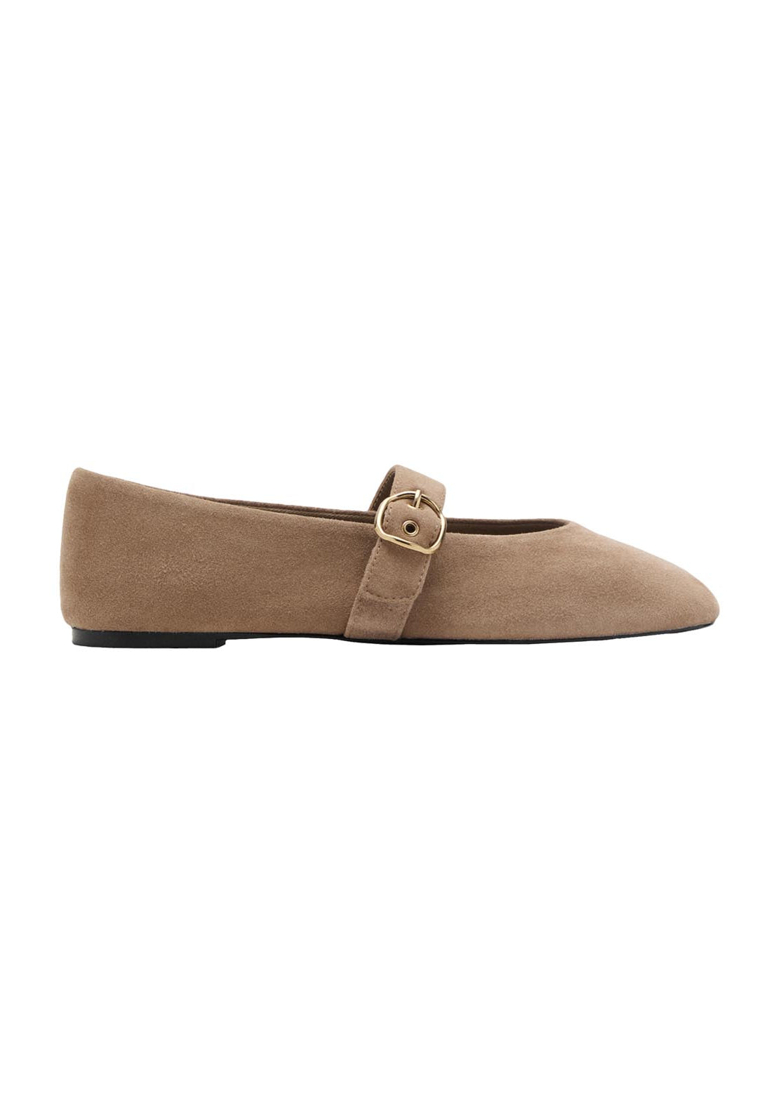 Mango Suede Leather Ballet Flats - Brown 1 Shaws Department Stores