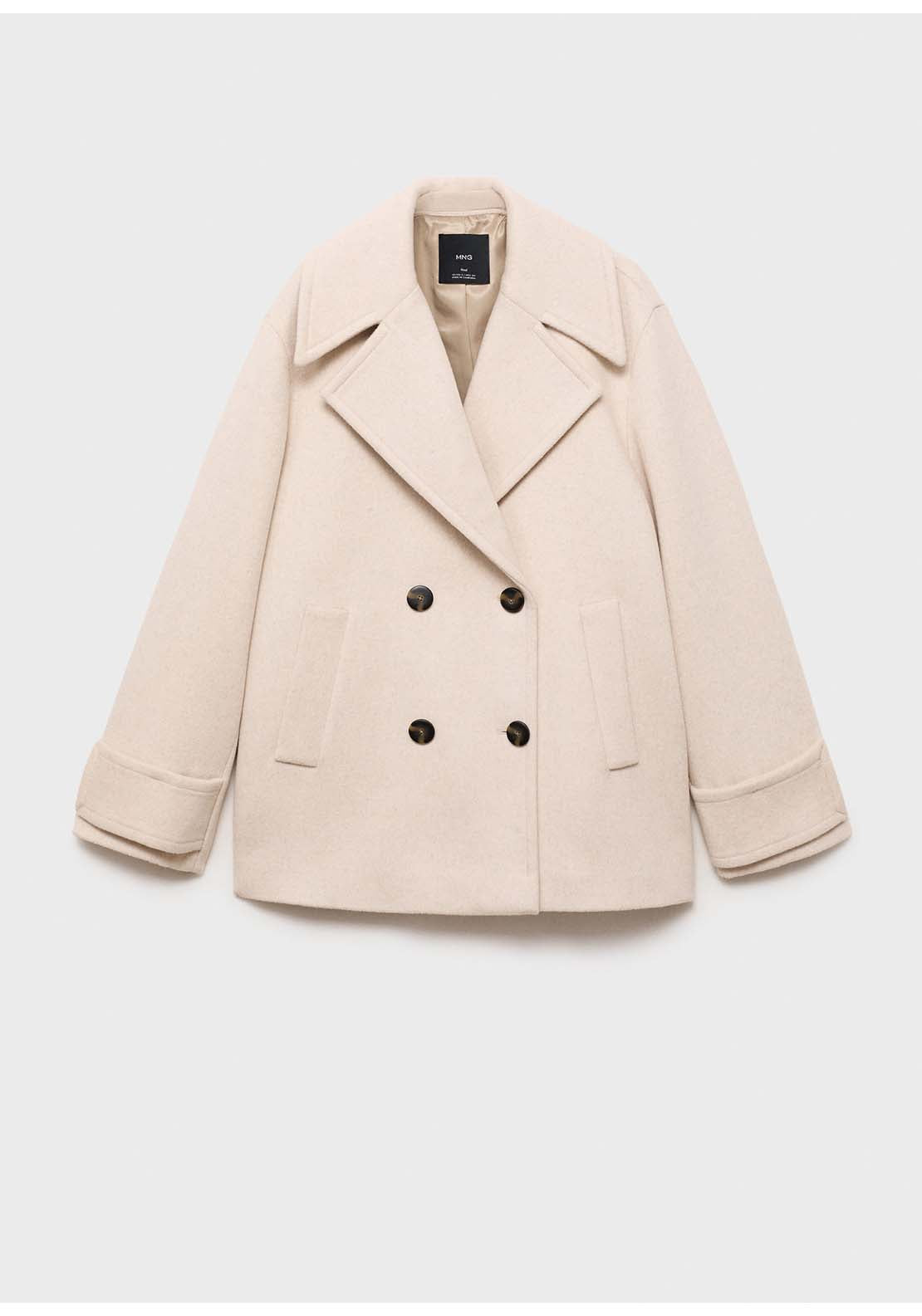 Double Breasted Wool-Blend Coat - Grey