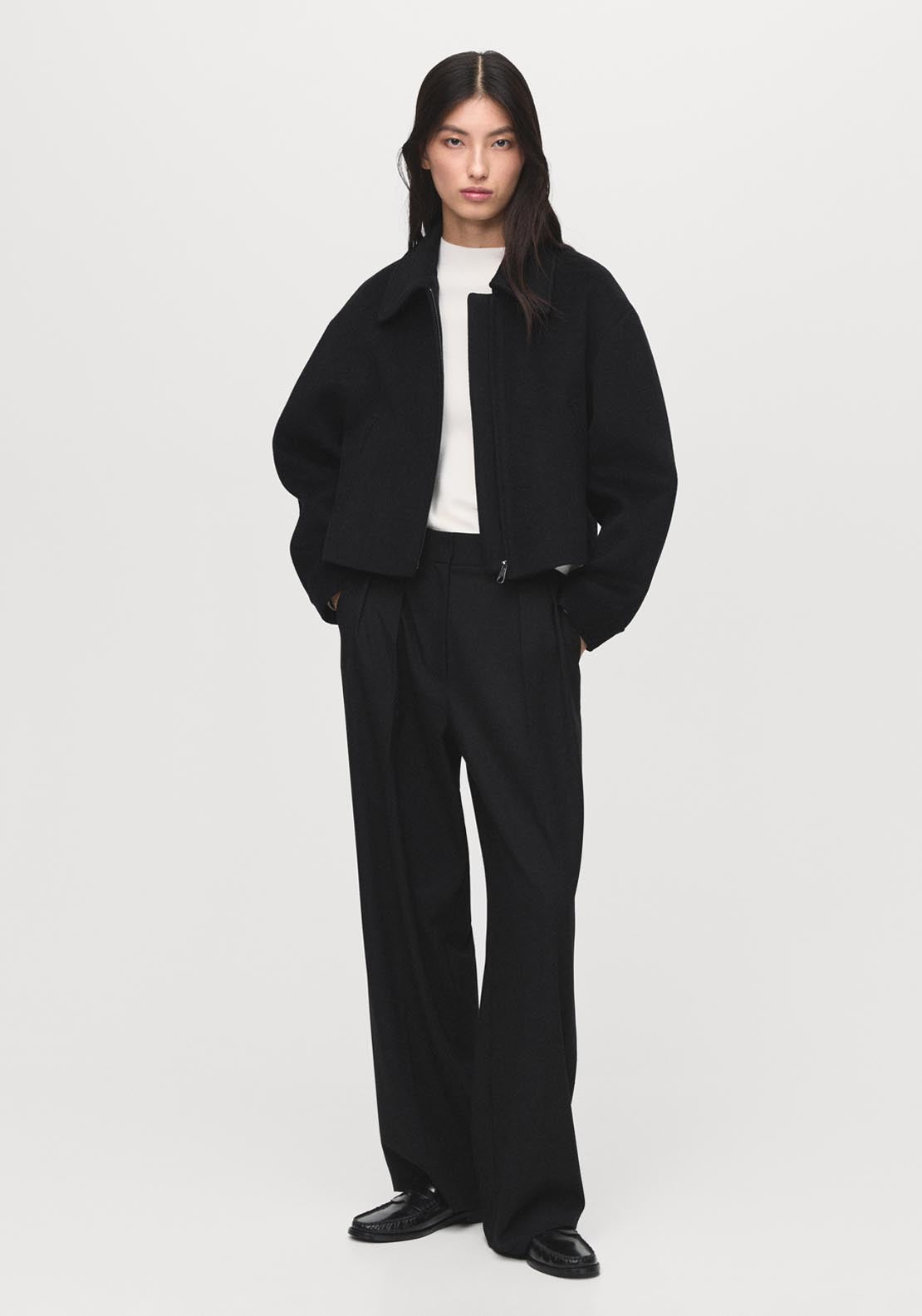 Mango Wool Bomber Jacket - Black 4 Shaws Department Stores