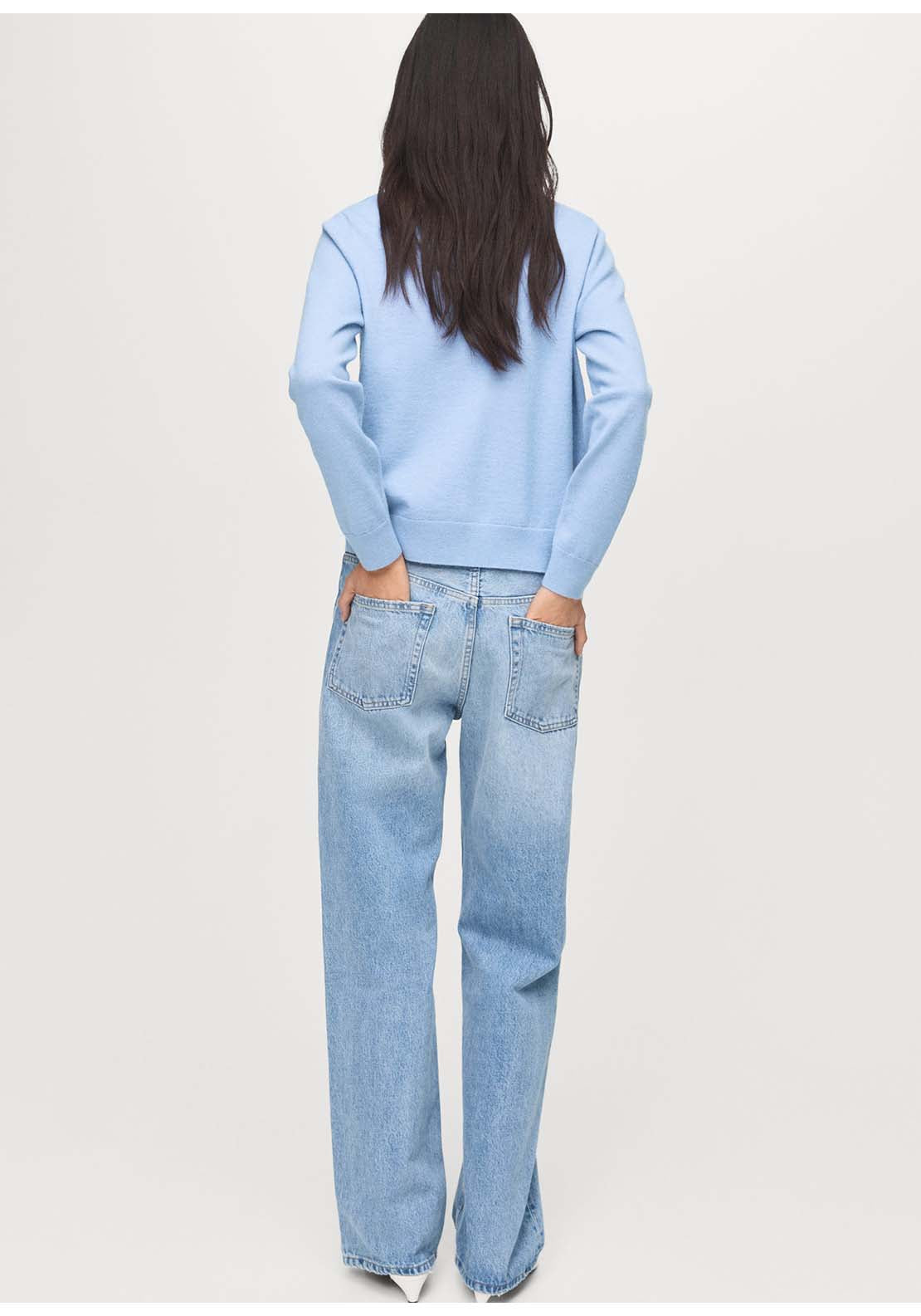 Knitted Cardigan With Diamonds - Blue