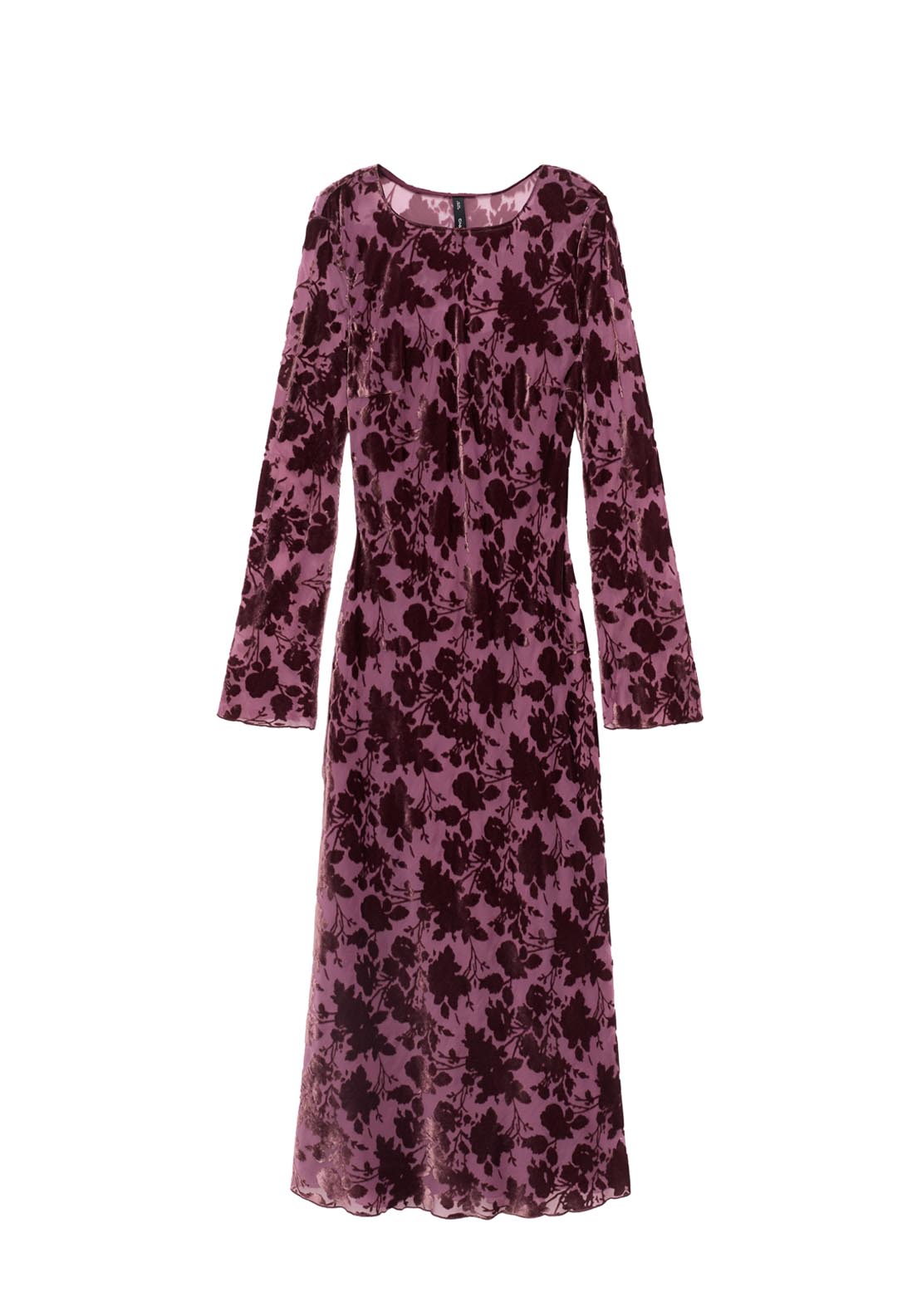 Mango Floral Jacquard Dress With Bell Sleeves - Red 6 Shaws Department Stores