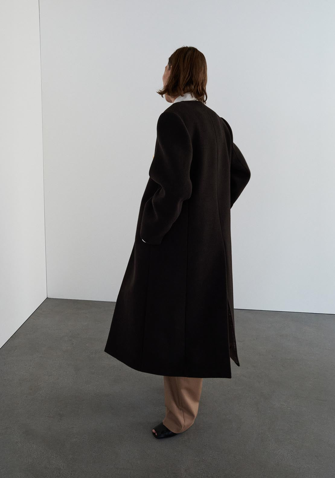 Mango Wool Overcoat - Brown 2 Shaws Department Stores