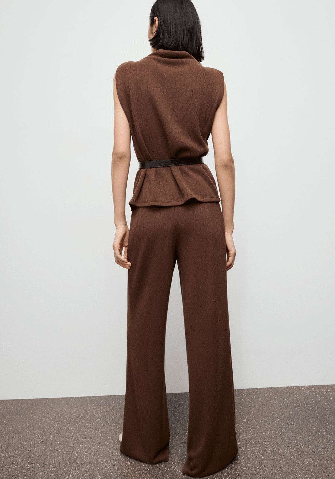 Seam Detail Straight Fit Trousers - Brown