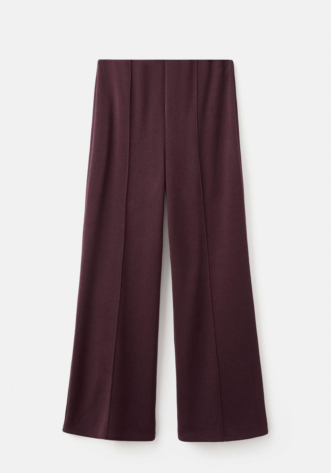 Seam Detail Straight Fit Trousers - Burgundy