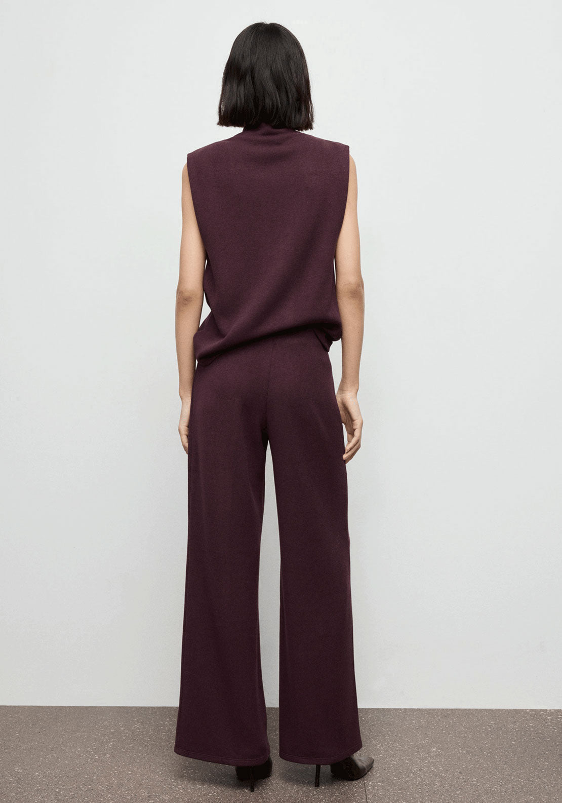 Seam Detail Straight Fit Trousers - Burgundy