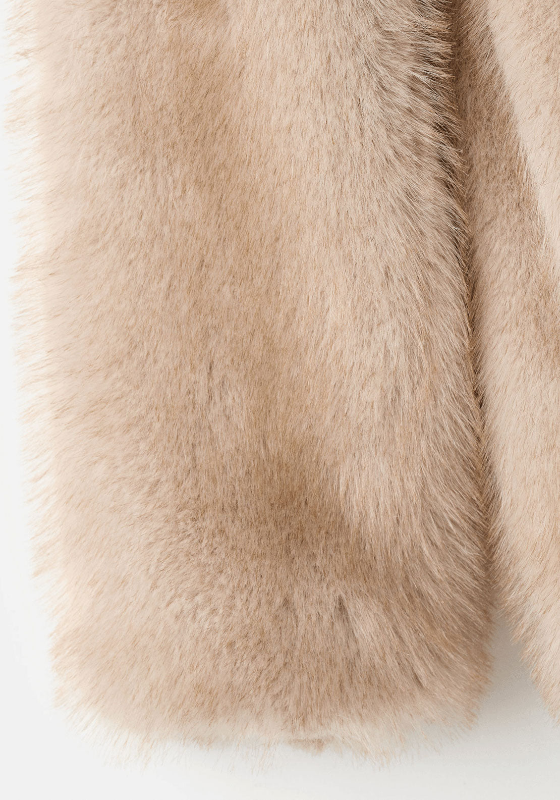 Fur Effect Coat With Buttons - Cream