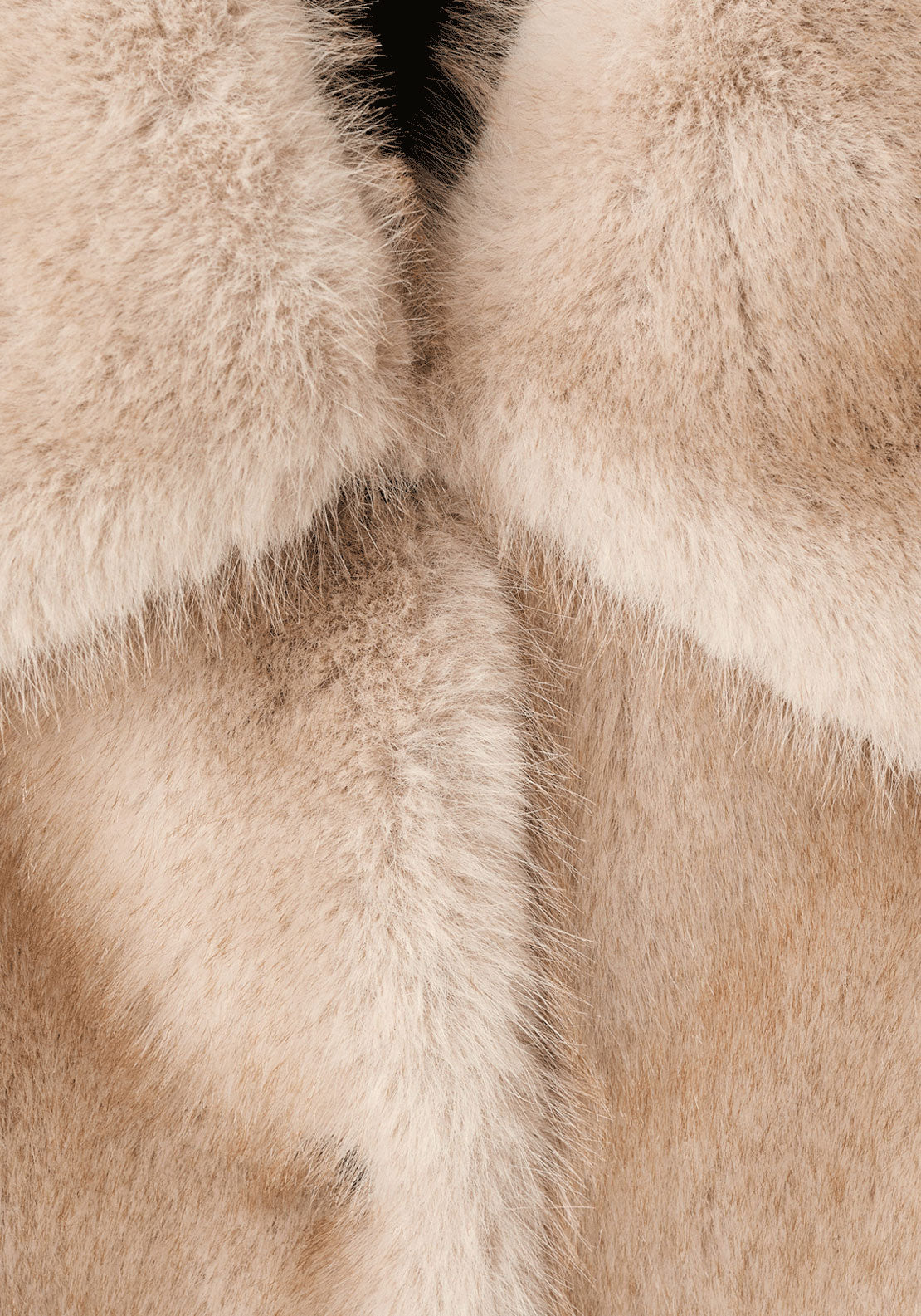 Fur Effect Coat With Buttons - Cream