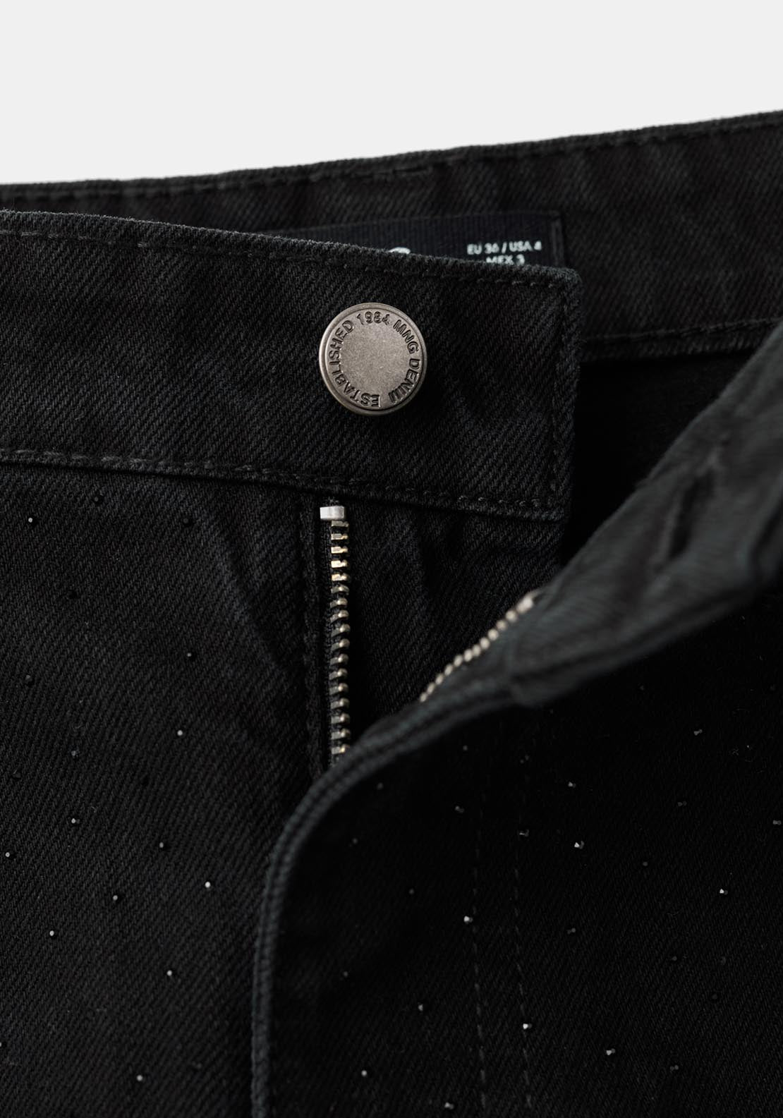Mango Wide Leg Jeans With Rhinestones - Grey 8 Shaws Department Stores