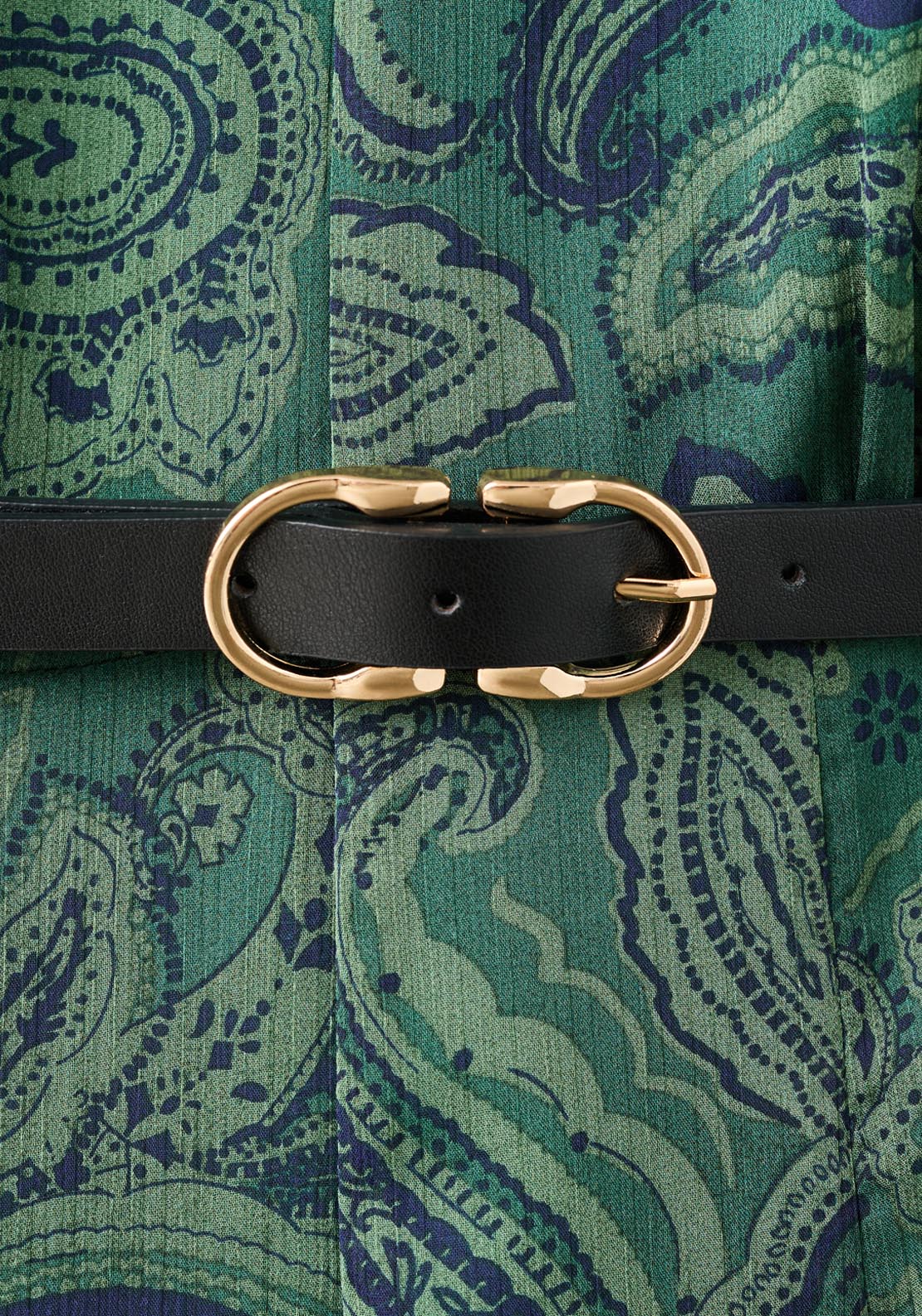 Mango Printed Dress with Belt - Green 6 Shaws Department Stores
