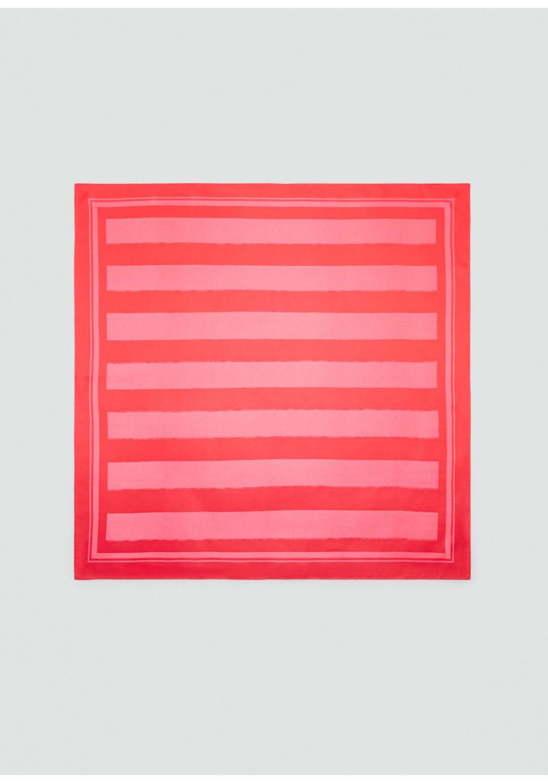 Striped Printed Scarf - Red