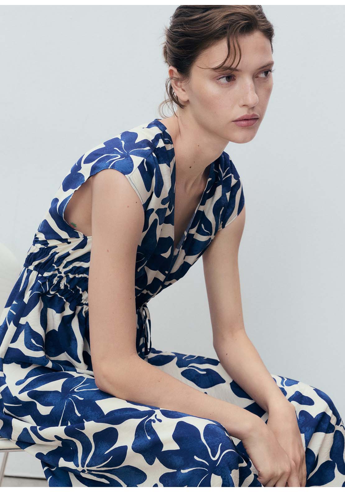 Long Printed Dress - Blue