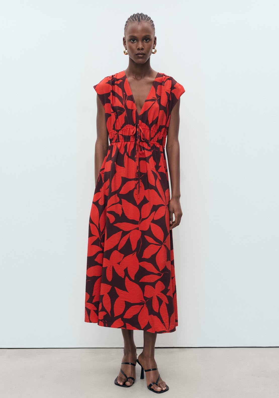 Mango Long Printed Dress - Red 1 Shaws Department Stores