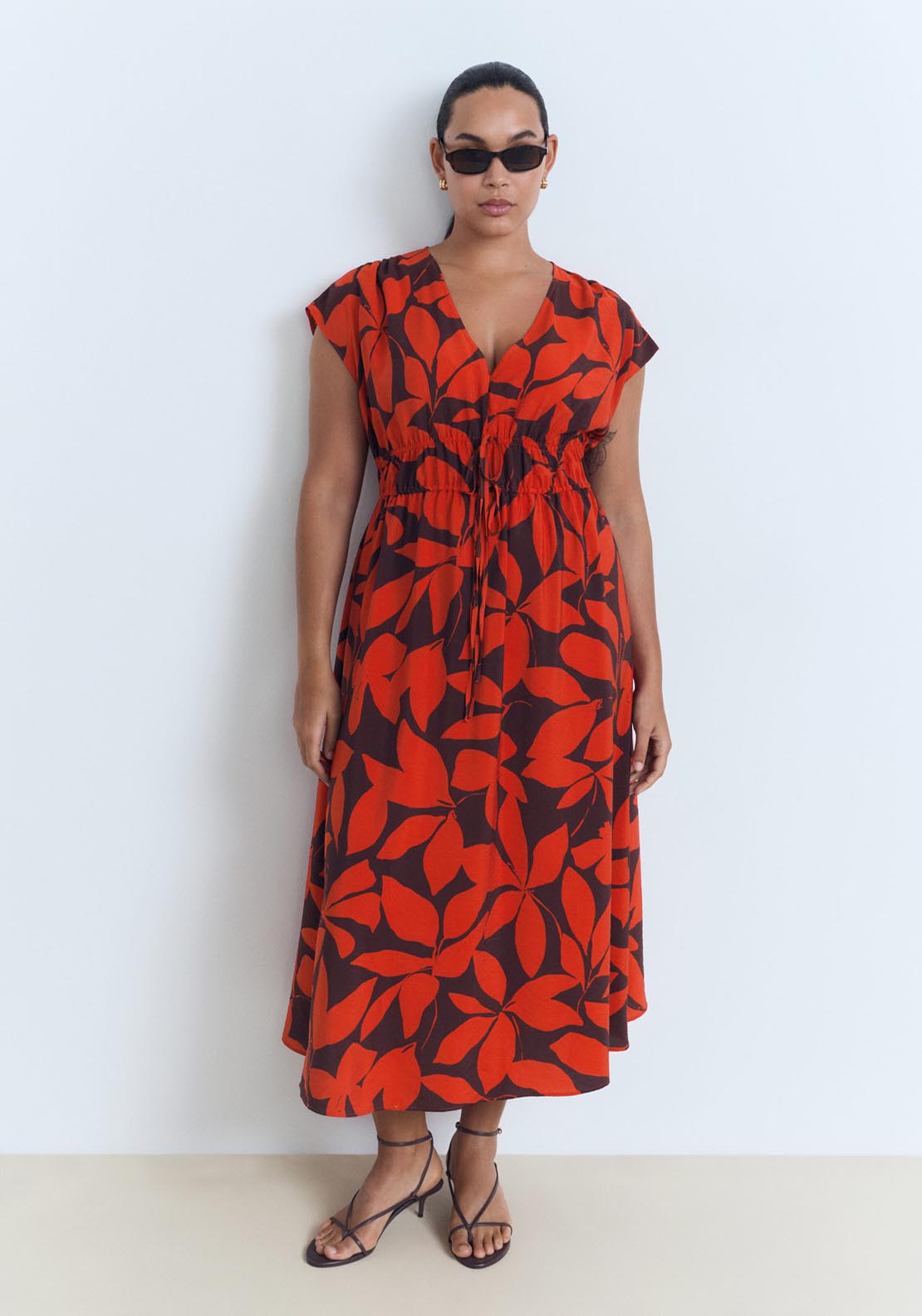 Mango Long Printed Dress - Red 5 Shaws Department Stores