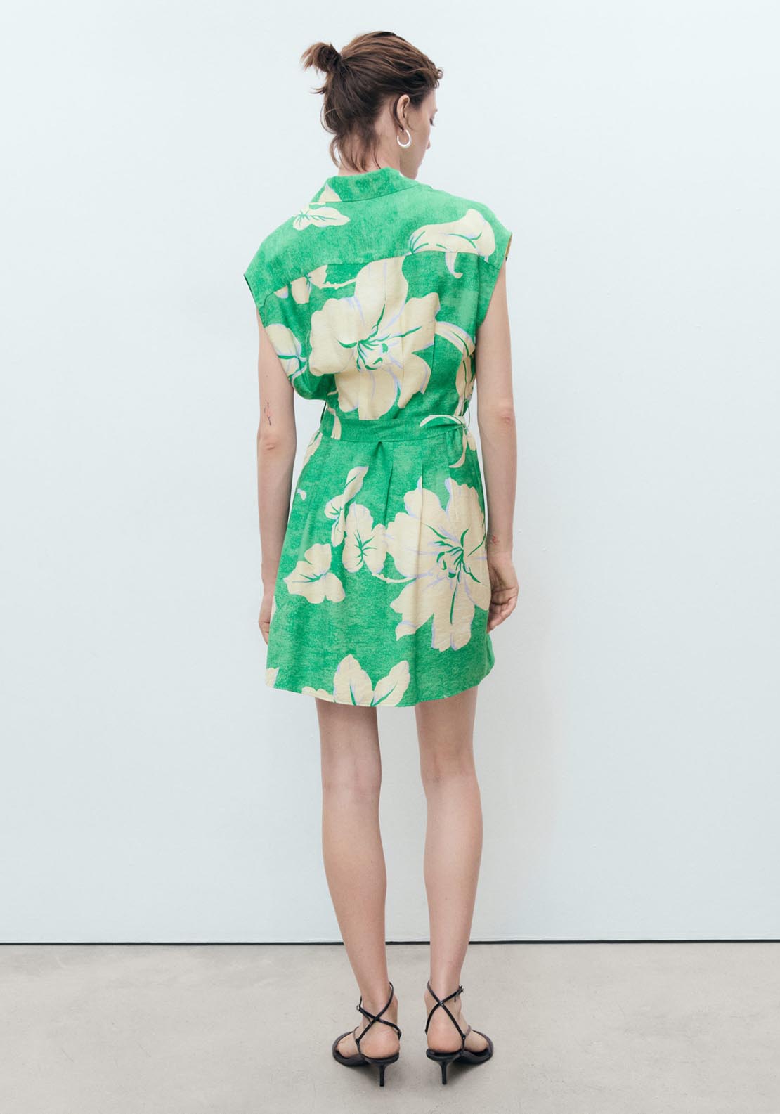 Mango Belt Printed Dress - Green 2 Shaws Department Stores