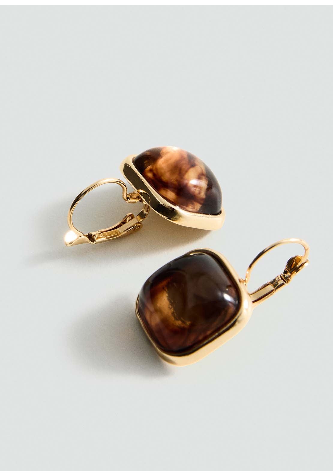 Square Resin Earrings - Gold