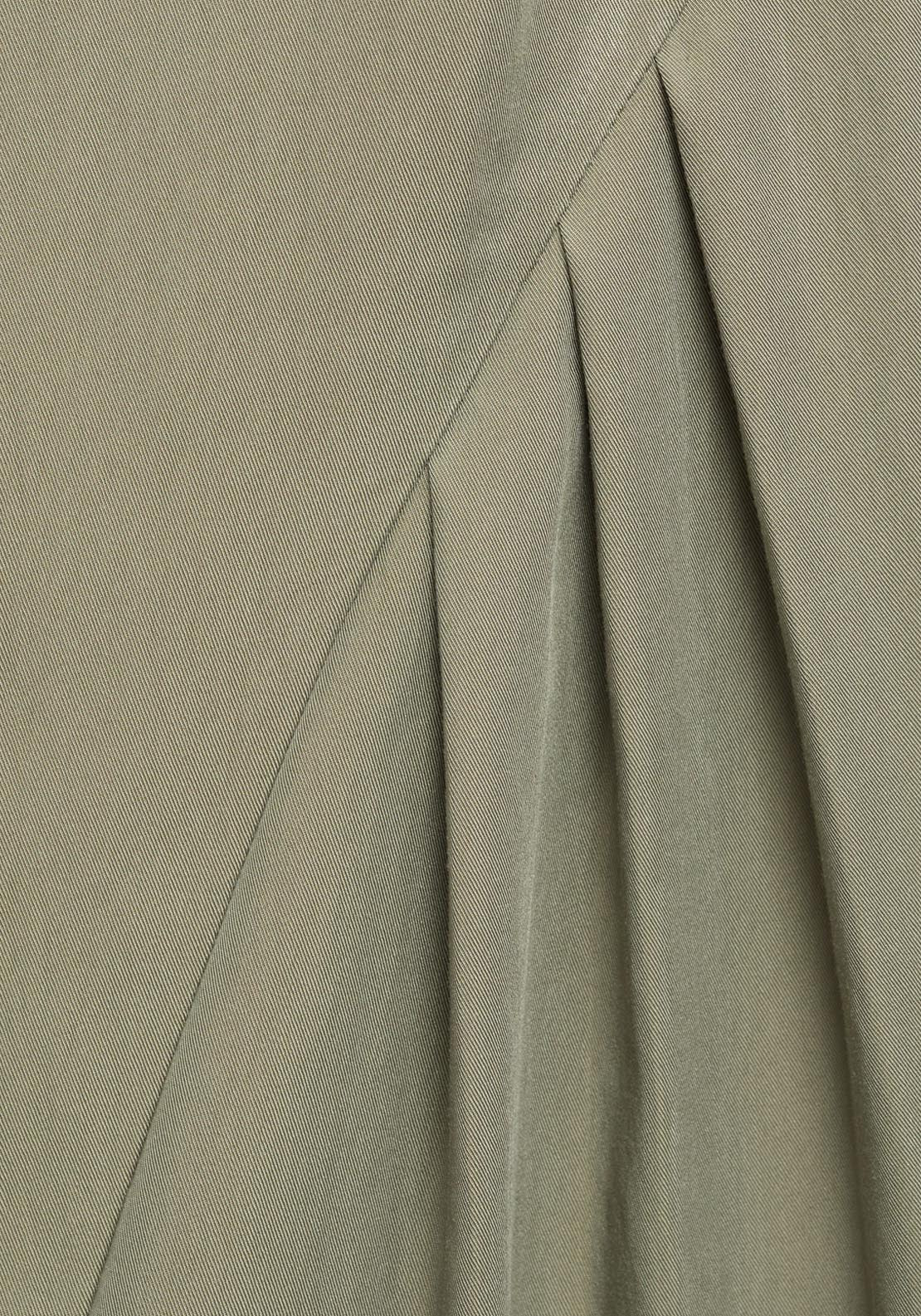 Mango Boat Neck Dress With Pleats - Beige / Green 5 Shaws Department Stores