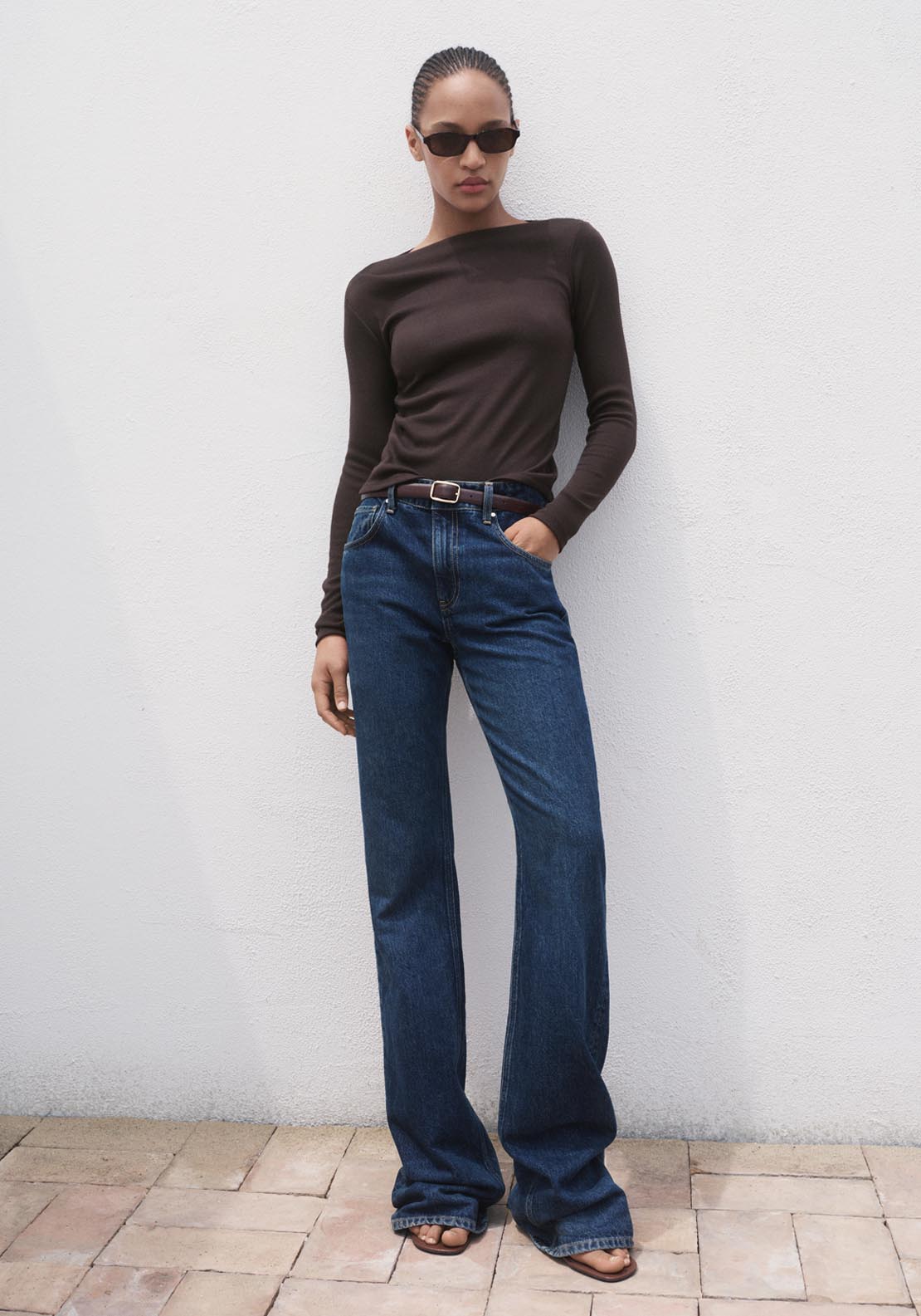 Mango Long Sleeved Boat Neck T-Shirt - Brown 3 Shaws Department Stores