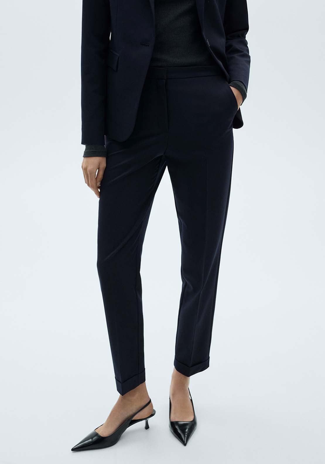 Straight Suit Trousers - Black