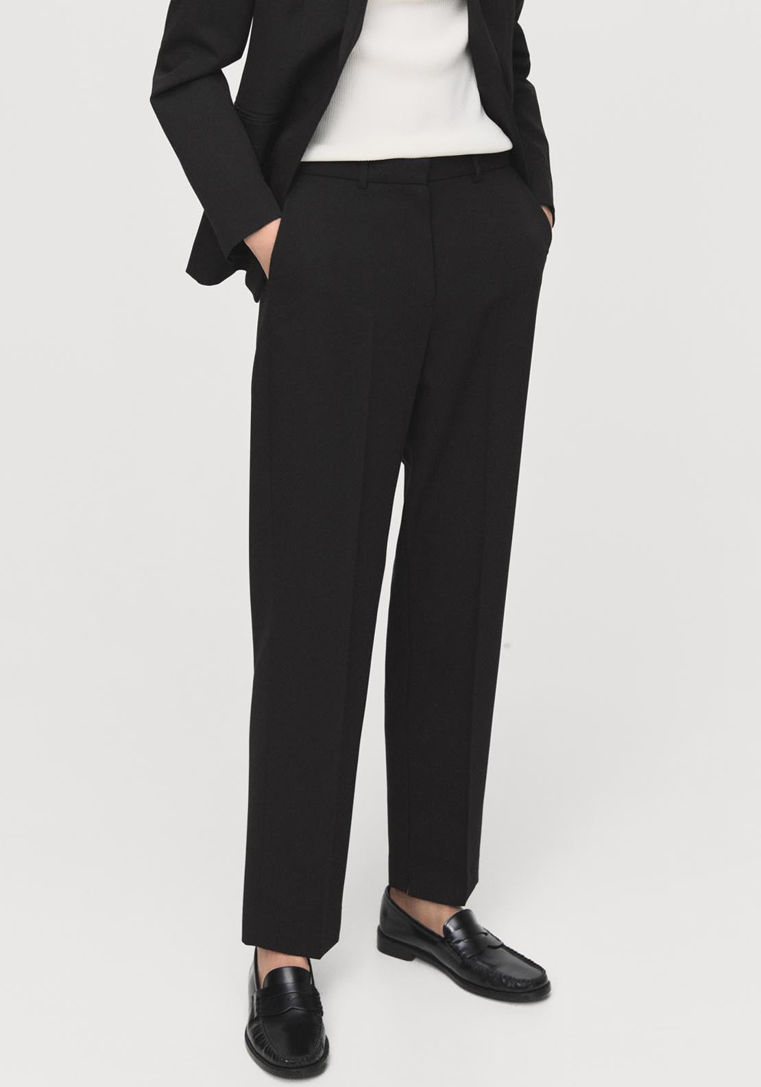 Mango Straight Suit Trousers - Black 1 Shaws Department Stores