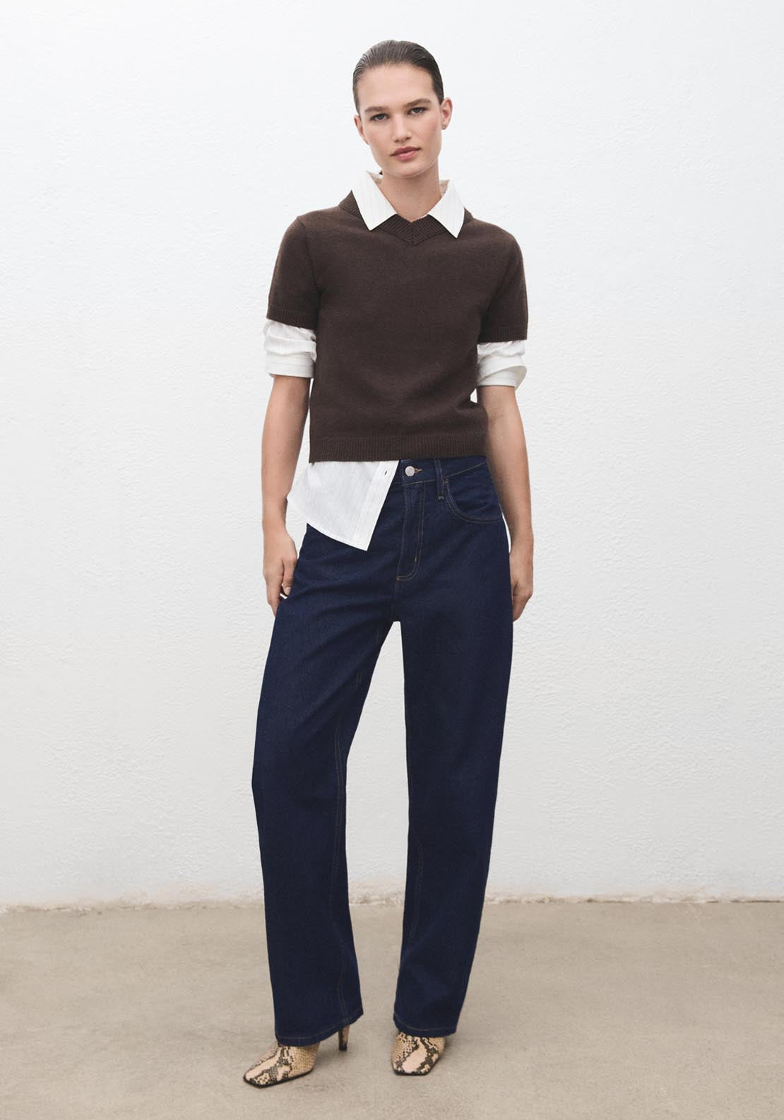 Mango High Waisted Barrel Jeans - Blue 3 Shaws Department Stores