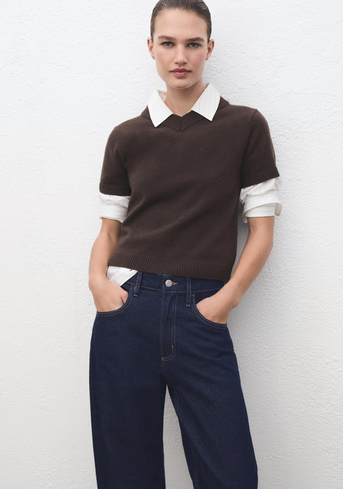 Mango High Waisted Barrel Jeans - Blue 4 Shaws Department Stores