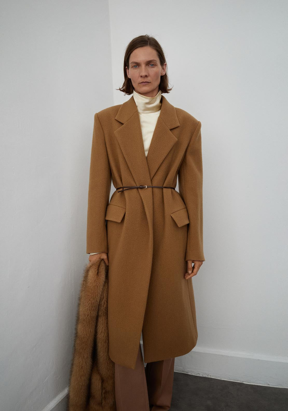 Mango Lapels Wool Coat - Brown 1 Shaws Department Stores