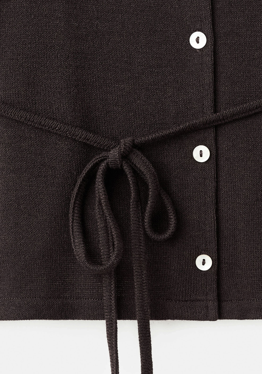 Knitted Cardigan With Bow - Brown