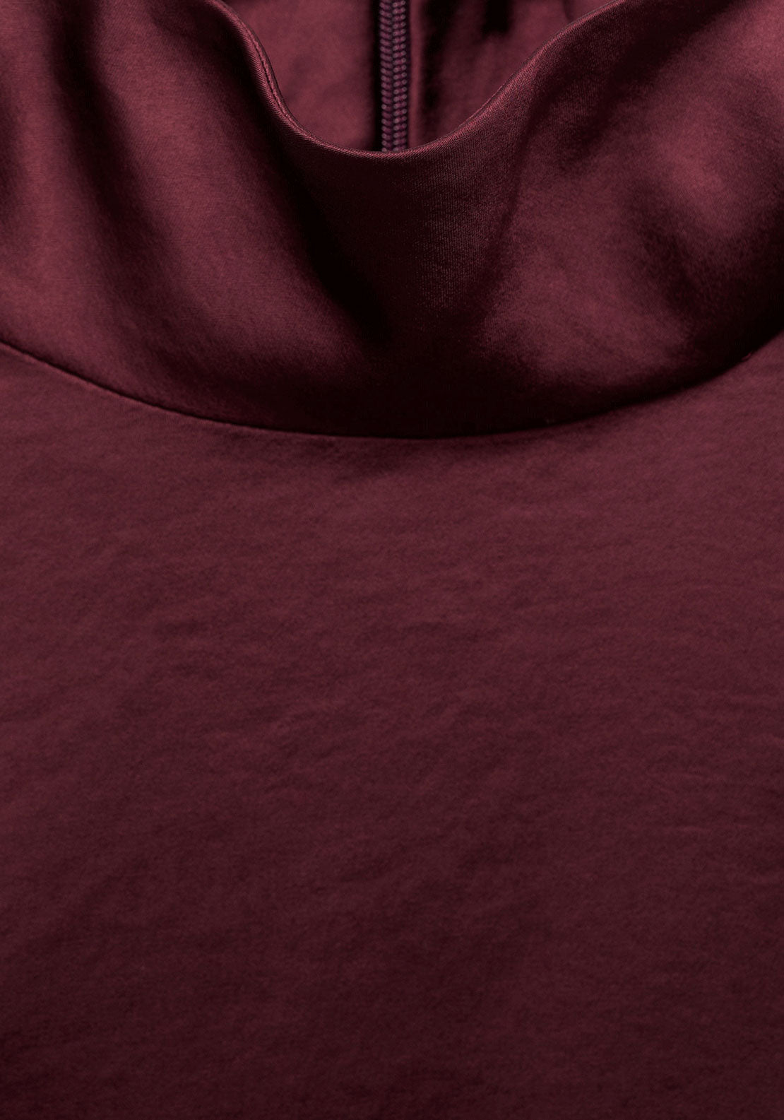 High Collar Satin Blouse - Burgundy