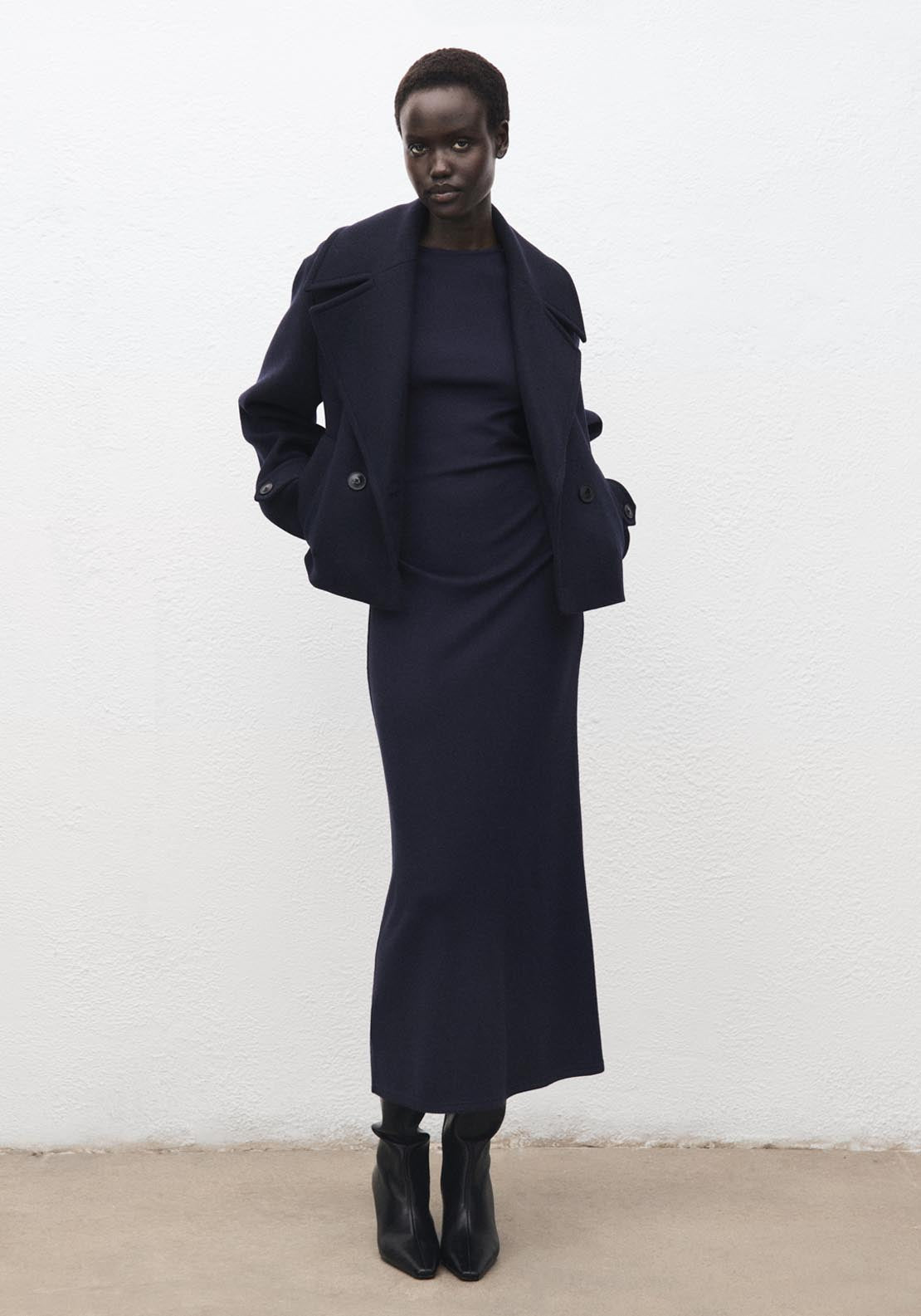 Ruched Fitted Dress - Blue