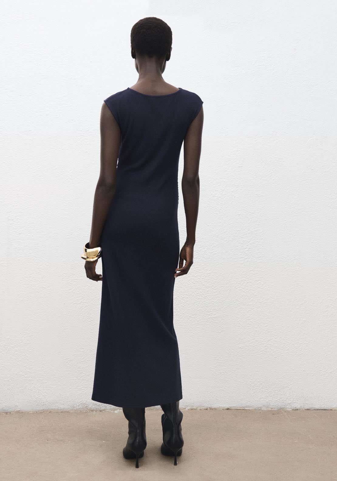 Ruched Fitted Dress - Blue