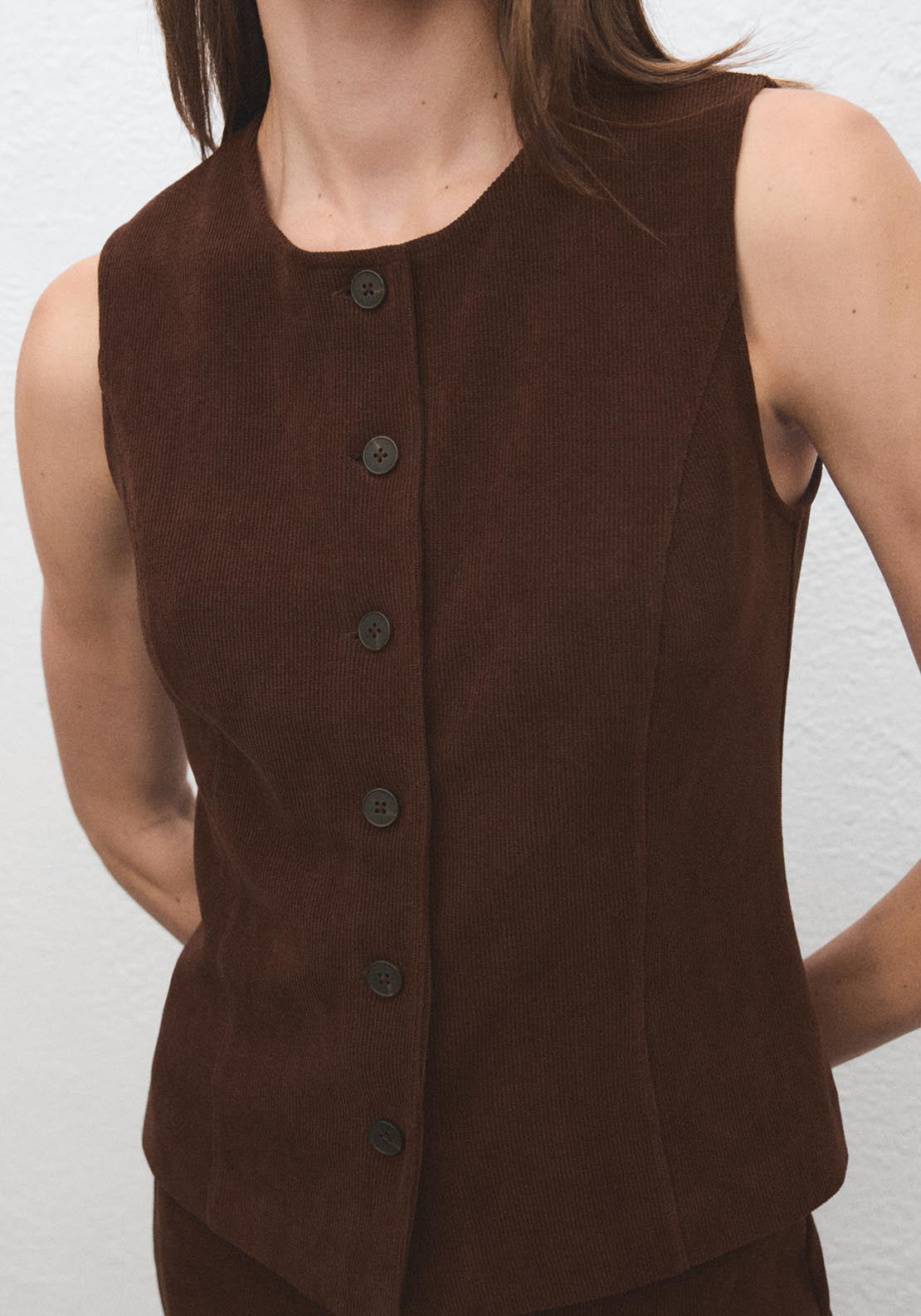 Corduroy Suit Waistcoat - Brown
