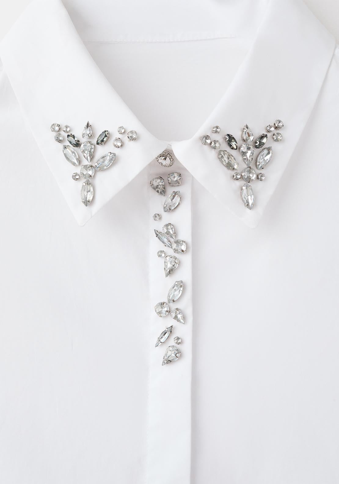 Mango Crystal Detail Shirt - Off White 5 Shaws Department Stores